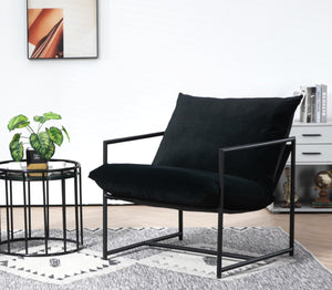 English Elm Sleek Velvet Accent Chair with Shredded Foam Cushion for Living Room or Office Black B2735P512942