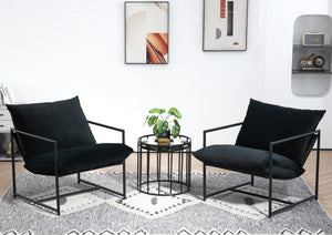 English Elm Sleek Velvet Accent Chair with Shredded Foam Cushion for Living Room or Office Black B2735P512942