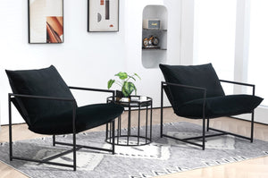 English Elm Sleek Velvet Accent Chair with Shredded Foam Cushion for Living Room or Office Black B2735P512942