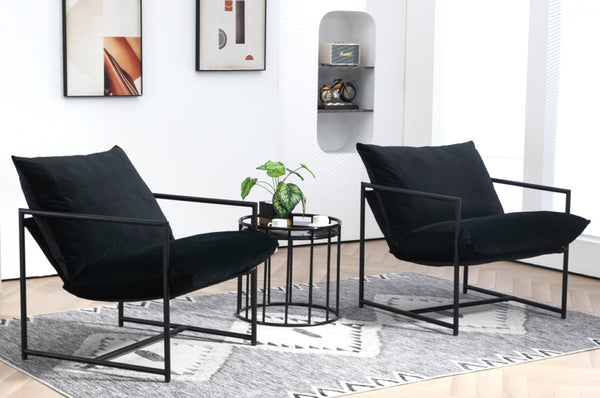 English Elm Sleek Velvet Accent Chair with Shredded Foam Cushion for Living Room or Office Black B2735P512942