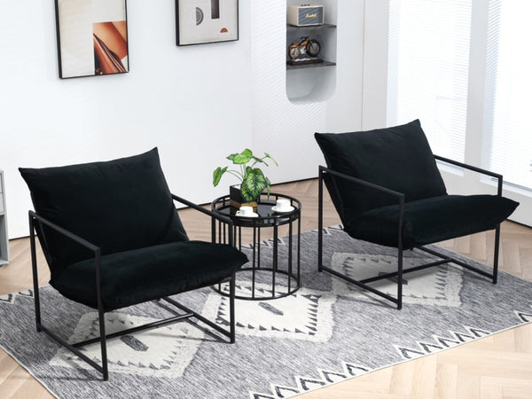 English Elm Sleek Velvet Accent Chair with Shredded Foam Cushion for Living Room or Office Black B2735P512942