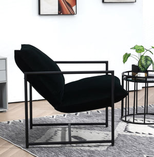 English Elm Sleek Velvet Accent Chair with Shredded Foam Cushion for Living Room or Office Black B2735P512942