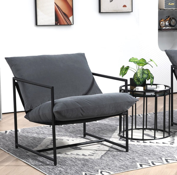 English Elm Sleek Velvet Accent Chair with Shredded Foam Cushion for Living Room or Office Grey B2735P512943