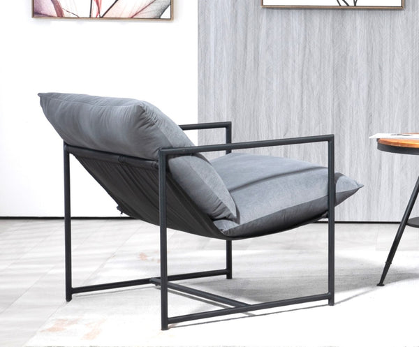 English Elm Sleek Velvet Accent Chair with Shredded Foam Cushion for Living Room or Office Grey B2735P512943