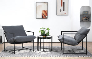 English Elm Sleek Velvet Accent Chair with Shredded Foam Cushion for Living Room or Office Grey B2735P512943