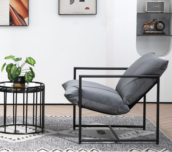 English Elm Sleek Velvet Accent Chair with Shredded Foam Cushion for Living Room or Office Grey B2735P512943