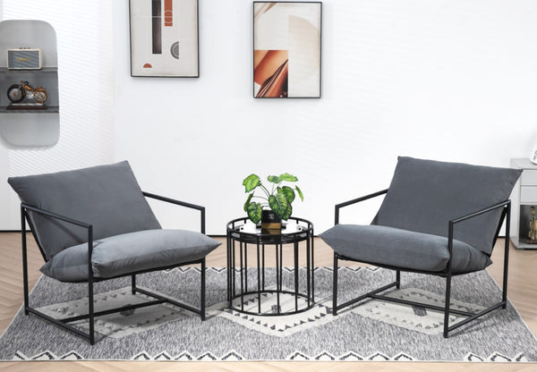 English Elm Sleek Velvet Accent Chair with Shredded Foam Cushion for Living Room or Office Grey B2735P512943