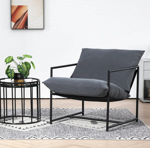 English Elm Sleek Velvet Accent Chair with Shredded Foam Cushion for Living Room or Office Grey B2735P512943