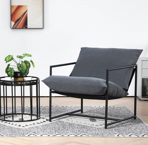 English Elm Sleek Velvet Accent Chair with Shredded Foam Cushion for Living Room or Office Grey B2735P512943