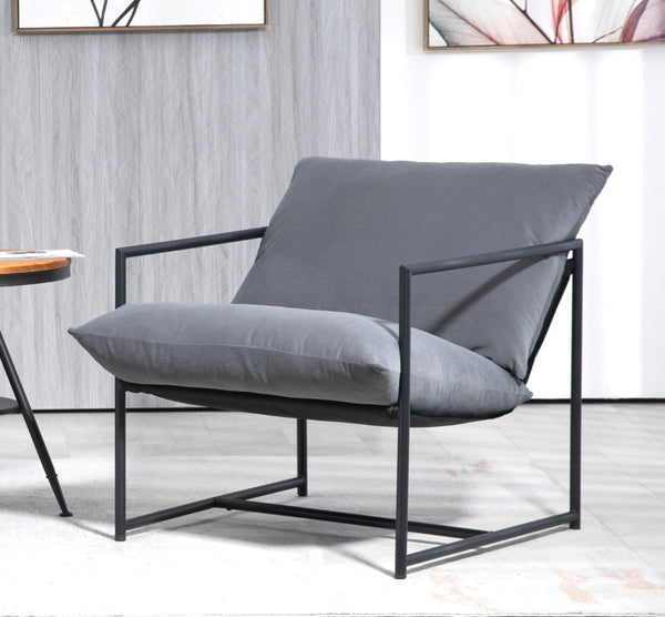 English Elm Sleek Velvet Accent Chair with Shredded Foam Cushion for Living Room or Office Grey B2735P512943