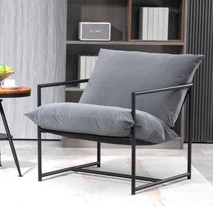 English Elm Sleek Velvet Accent Chair with Shredded Foam Cushion for Living Room or Office Grey B2735P512943