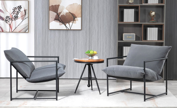 English Elm Sleek Velvet Accent Chair with Shredded Foam Cushion for Living Room or Office Grey B2735P512943