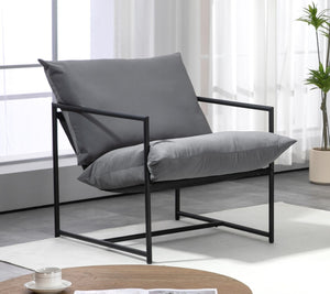 English Elm Sleek Velvet Accent Chair with Shredded Foam Cushion for Living Room or Office Grey B2735P512943