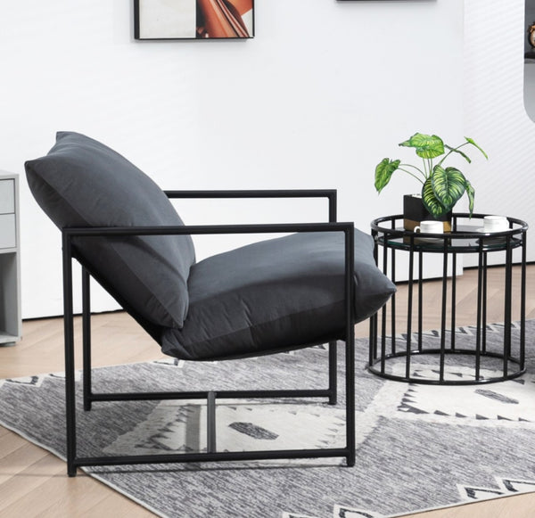 English Elm Sleek Velvet Accent Chair with Shredded Foam Cushion for Living Room or Office Grey B2735P512943