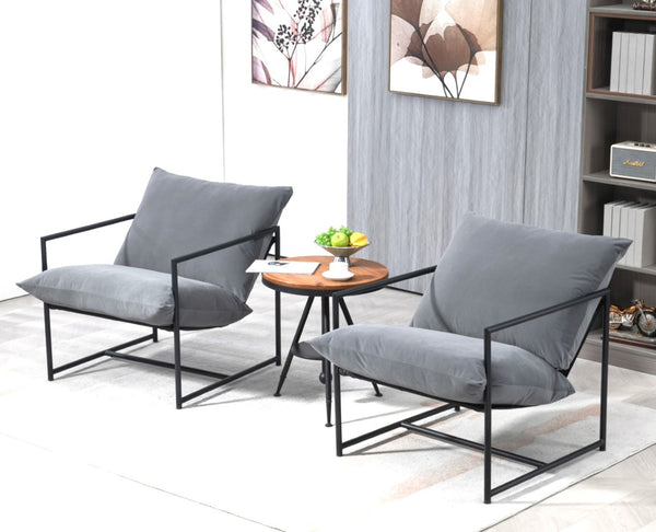English Elm Sleek Velvet Accent Chair with Shredded Foam Cushion for Living Room or Office Grey B2735P512943