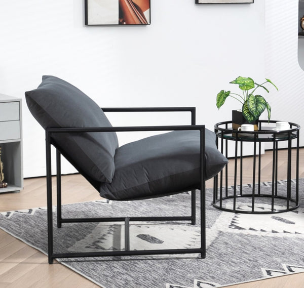 English Elm Sleek Velvet Accent Chair with Shredded Foam Cushion for Living Room or Office Grey B2735P512943