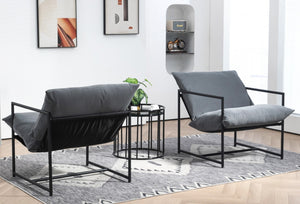 English Elm Sleek Velvet Accent Chair with Shredded Foam Cushion for Living Room or Office Grey B2735P512943