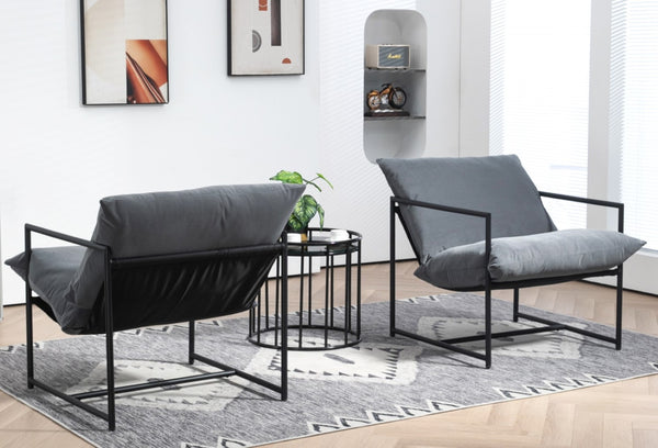 English Elm Sleek Velvet Accent Chair with Shredded Foam Cushion for Living Room or Office Grey B2735P512943