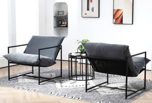 English Elm Sleek Velvet Accent Chair with Shredded Foam Cushion for Living Room or Office Grey B2735P512943