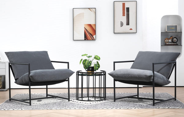 English Elm Sleek Velvet Accent Chair with Shredded Foam Cushion for Living Room or Office Grey B2735P512943