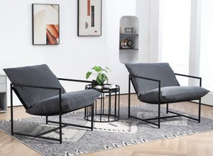 English Elm Sleek Velvet Accent Chair with Shredded Foam Cushion for Living Room or Office Grey B2735P512943