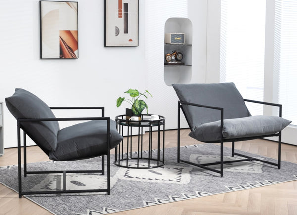 English Elm Sleek Velvet Accent Chair with Shredded Foam Cushion for Living Room or Office Grey B2735P512943