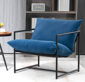 English Elm Sleek Velvet Accent Chair with Shredded Foam Cushion for Living Room or Office Blue B2735P512944