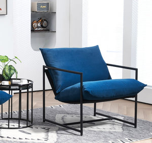 English Elm Sleek Velvet Accent Chair with Shredded Foam Cushion for Living Room or Office Blue B2735P512944