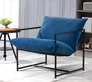 English Elm Sleek Velvet Accent Chair with Shredded Foam Cushion for Living Room or Office Blue B2735P512944