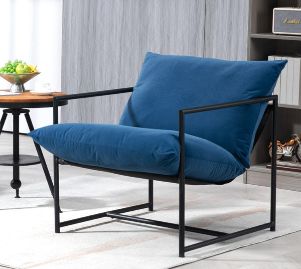 English Elm Sleek Velvet Accent Chair with Shredded Foam Cushion for Living Room or Office Blue B2735P512944