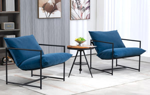 English Elm Sleek Velvet Accent Chair with Shredded Foam Cushion for Living Room or Office Blue B2735P512944