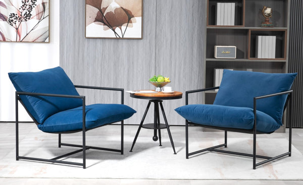English Elm Sleek Velvet Accent Chair with Shredded Foam Cushion for Living Room or Office Blue B2735P512944