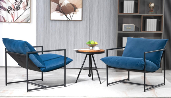 English Elm Sleek Velvet Accent Chair with Shredded Foam Cushion for Living Room or Office Blue B2735P512944