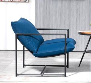 English Elm Sleek Velvet Accent Chair with Shredded Foam Cushion for Living Room or Office Blue B2735P512944