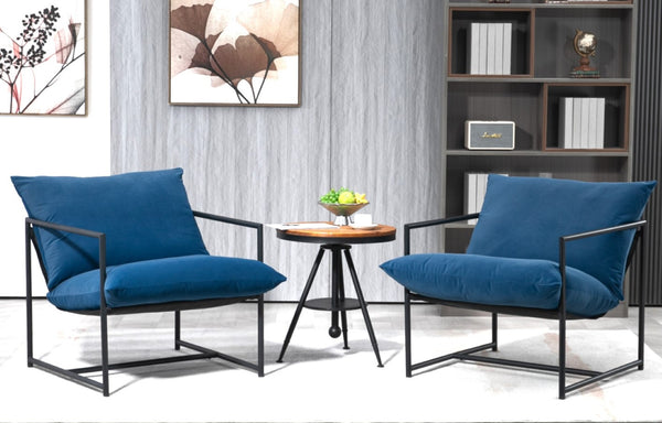 English Elm Sleek Velvet Accent Chair with Shredded Foam Cushion for Living Room or Office Blue B2735P512944
