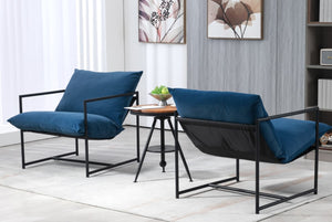 English Elm Sleek Velvet Accent Chair with Shredded Foam Cushion for Living Room or Office Blue B2735P512944