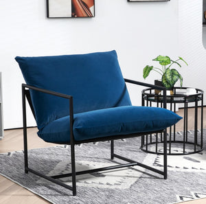 English Elm Sleek Velvet Accent Chair with Shredded Foam Cushion for Living Room or Office Blue B2735P512944