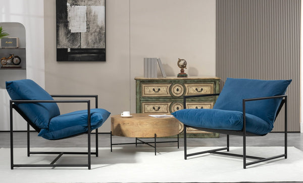 English Elm Sleek Velvet Accent Chair with Shredded Foam Cushion for Living Room or Office Blue B2735P512944