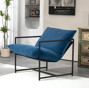 English Elm Sleek Velvet Accent Chair with Shredded Foam Cushion for Living Room or Office Blue B2735P512944