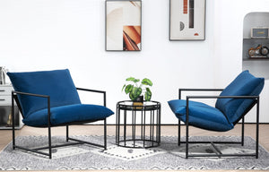 English Elm Sleek Velvet Accent Chair with Shredded Foam Cushion for Living Room or Office Blue B2735P512944