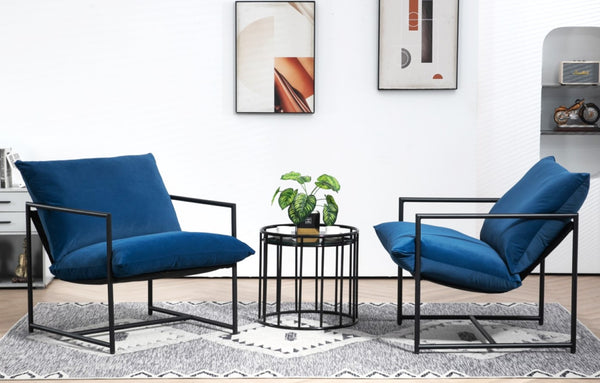 English Elm Sleek Velvet Accent Chair with Shredded Foam Cushion for Living Room or Office Blue B2735P512944