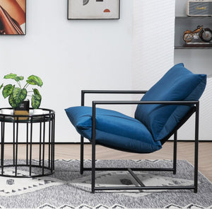 English Elm Sleek Velvet Accent Chair with Shredded Foam Cushion for Living Room or Office Blue B2735P512944