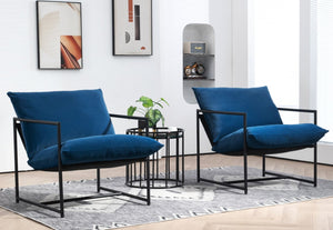English Elm Sleek Velvet Accent Chair with Shredded Foam Cushion for Living Room or Office Blue B2735P512944