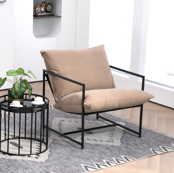 English Elm Sleek Velvet Accent Chair with Shredded Foam Cushion for Living Room or Office Camel B2735P512945