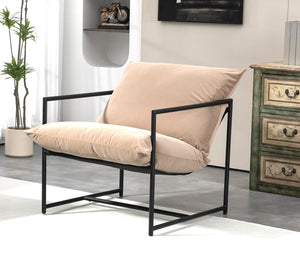 English Elm Sleek Velvet Accent Chair with Shredded Foam Cushion for Living Room or Office Camel B2735P512945