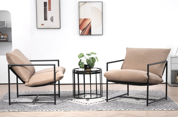 English Elm Sleek Velvet Accent Chair with Shredded Foam Cushion for Living Room or Office Camel B2735P512945