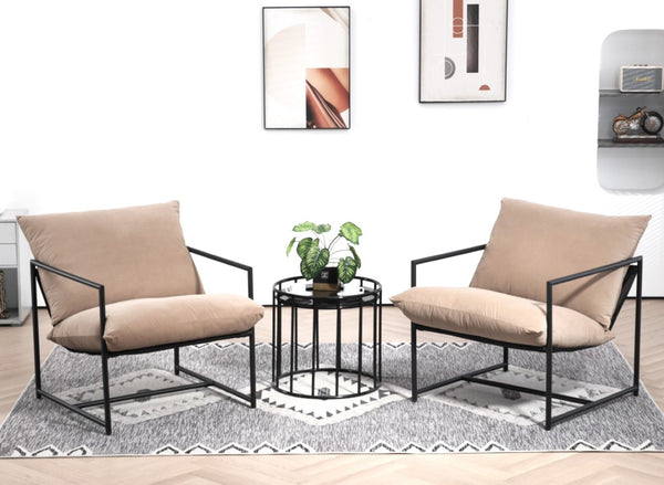 English Elm Sleek Velvet Accent Chair with Shredded Foam Cushion for Living Room or Office Camel B2735P512945