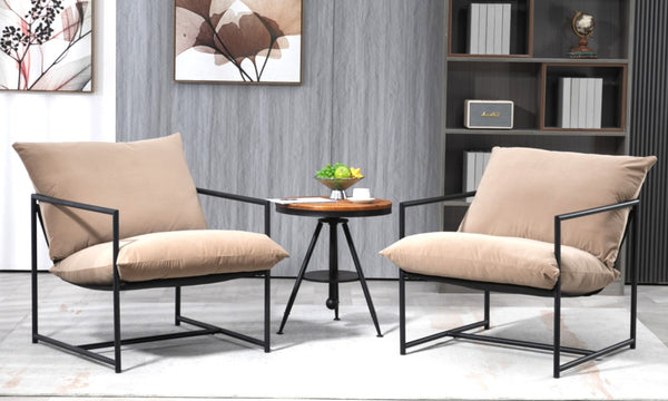 English Elm Sleek Velvet Accent Chair with Shredded Foam Cushion for Living Room or Office Camel B2735P512945