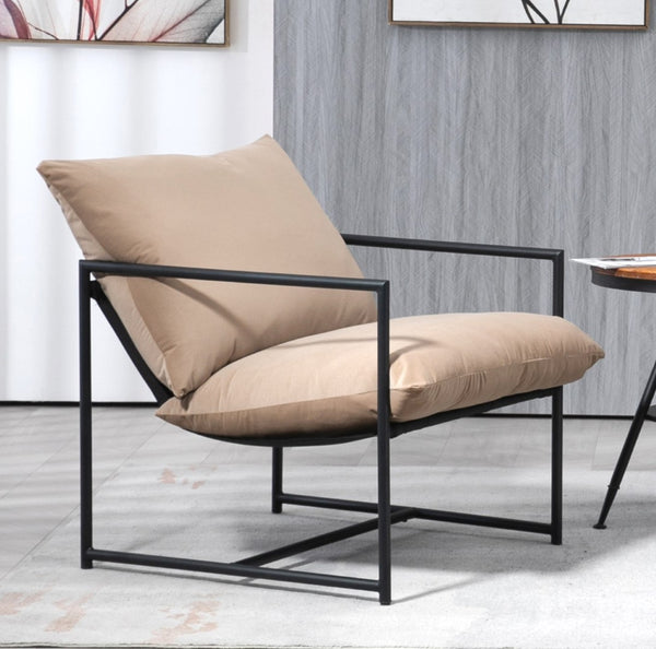 English Elm Sleek Velvet Accent Chair with Shredded Foam Cushion for Living Room or Office Camel B2735P512945
