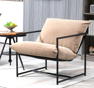 English Elm Sleek Velvet Accent Chair with Shredded Foam Cushion for Living Room or Office Camel B2735P512945